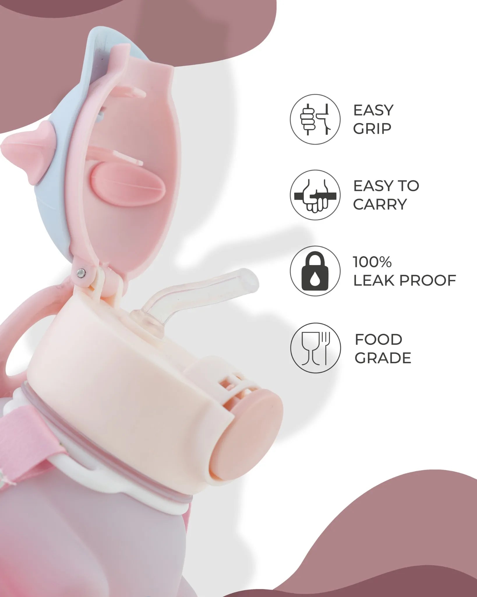 Pink Naughty Bear Paw Bottle – Cute Bear Design with Strap