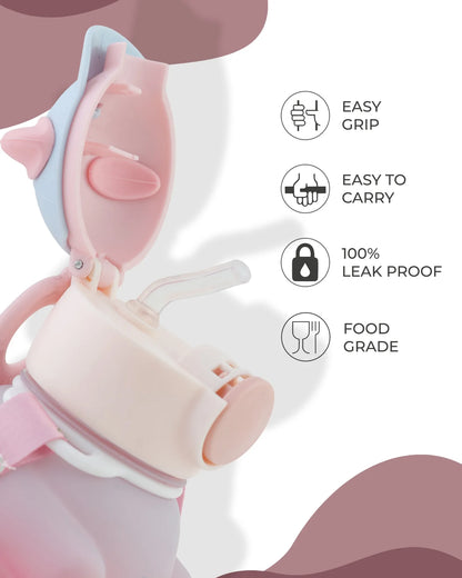 Pink Naughty Bear Paw Bottle – Cute Bear Design with Strap