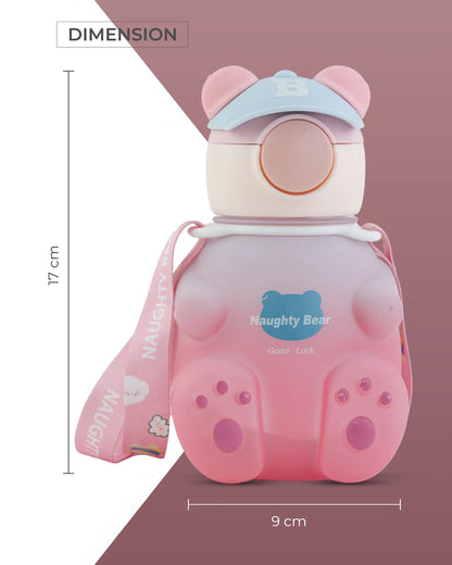 Pink Naughty Bear Paw Bottle – Cute Bear Design with Strap