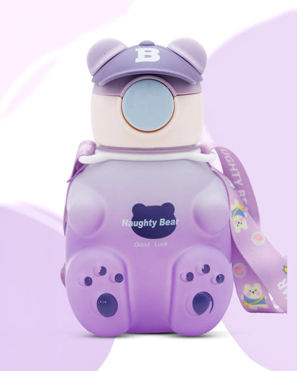 Purple Naughty Bear Paw Kids Bottle – 3D Bear Ears
