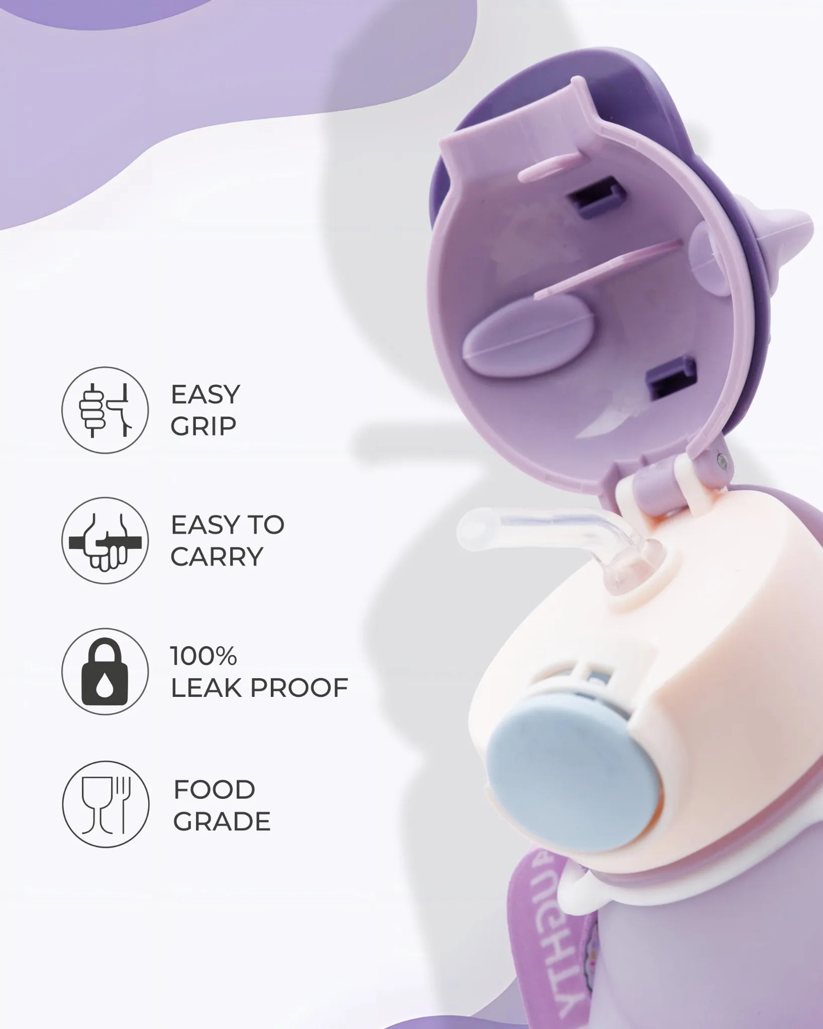 Purple Naughty Bear Paw Kids Bottle – 3D Bear Ears