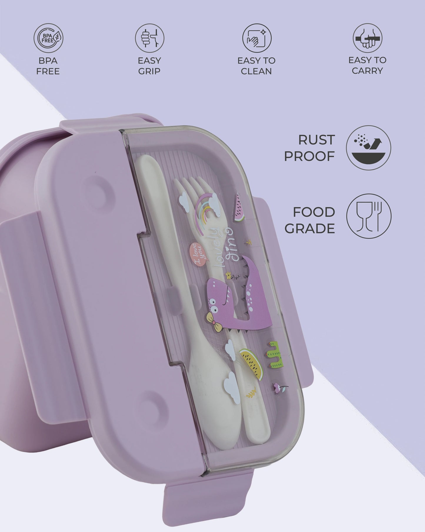 Frozen Lunch Box – Purple – BPA-Free with Spoon