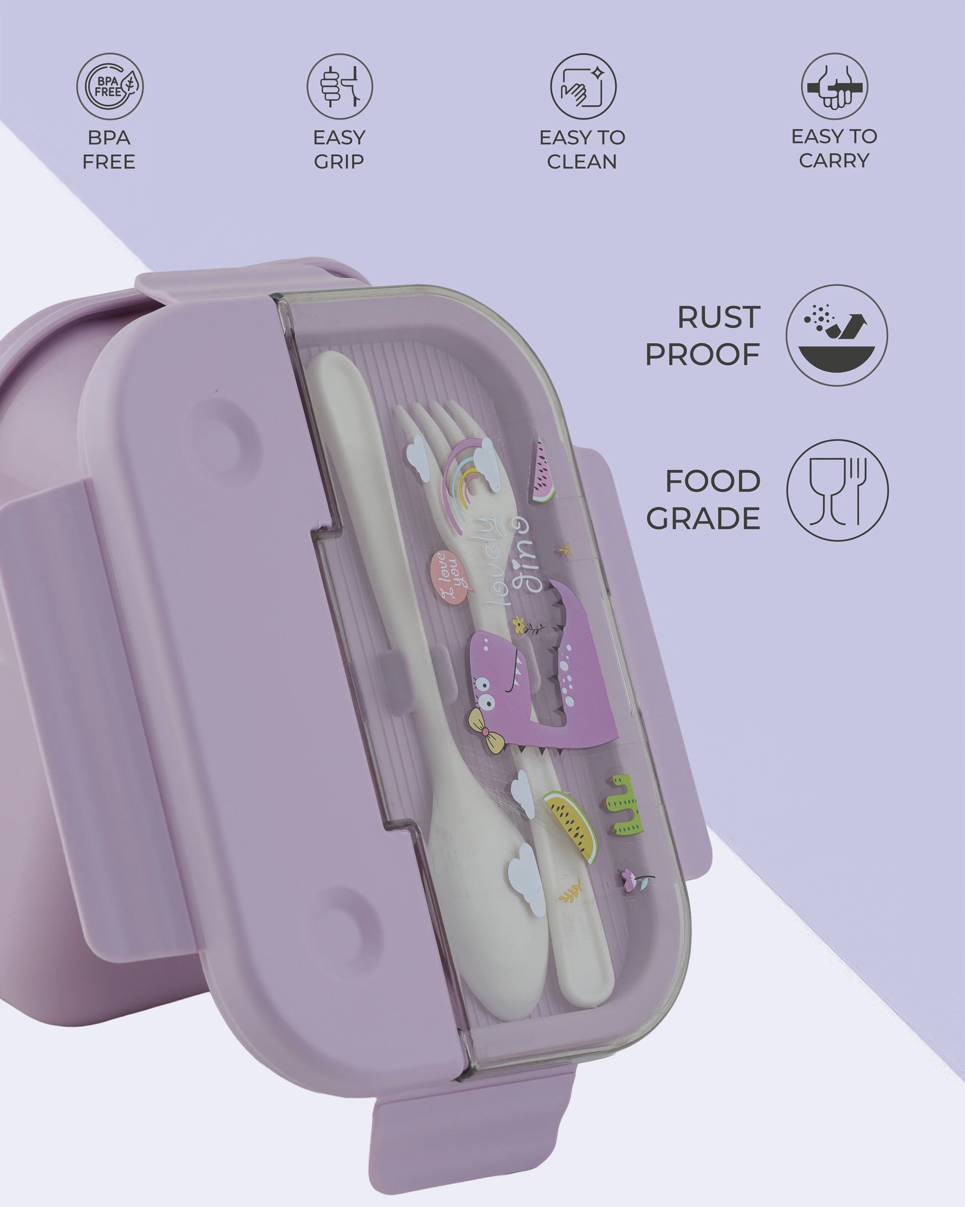 Frozen Lunch Box – Purple – BPA-Free with Spoon