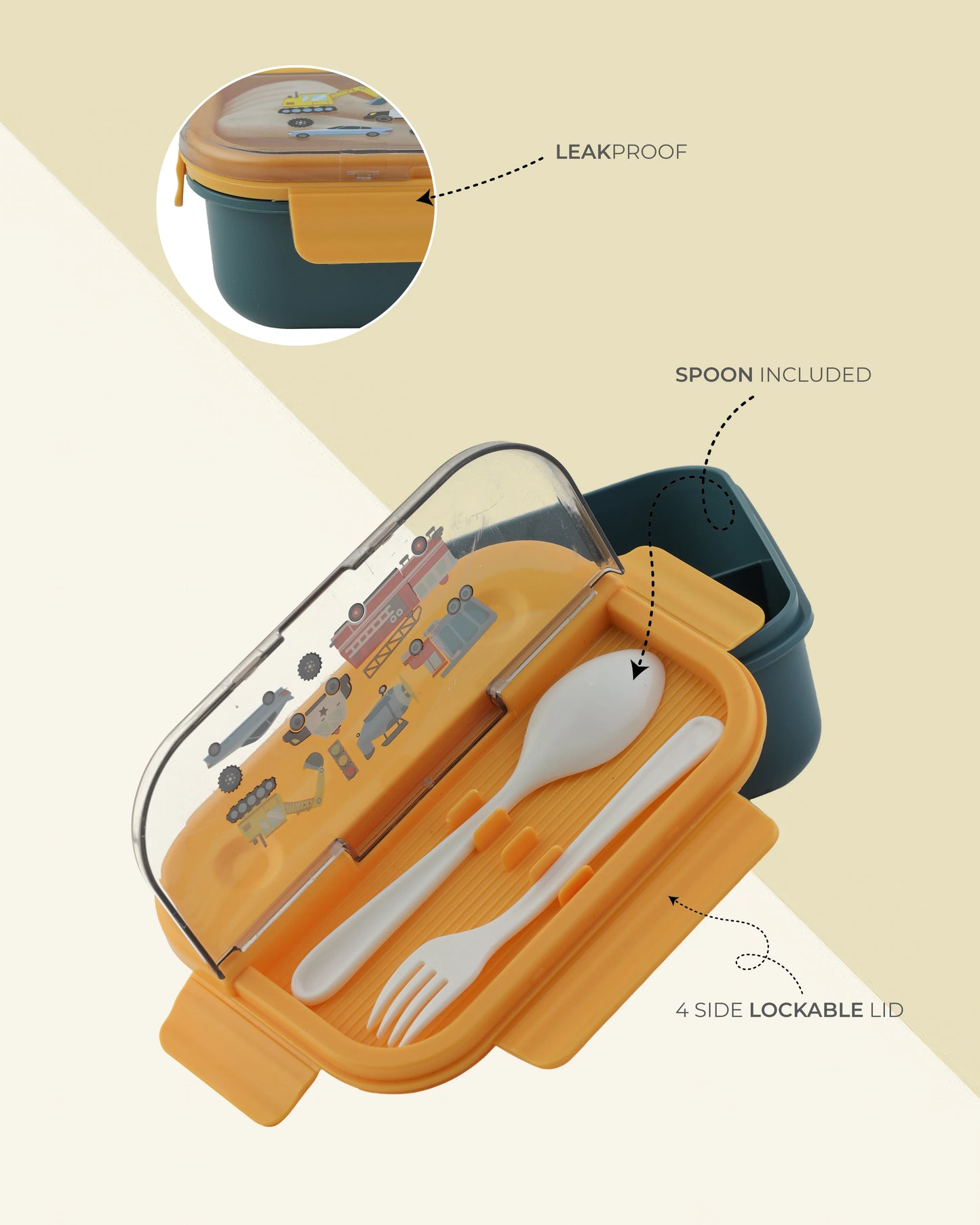 Frozen Lunch Box – Yellow – BPA-Free with Spoon