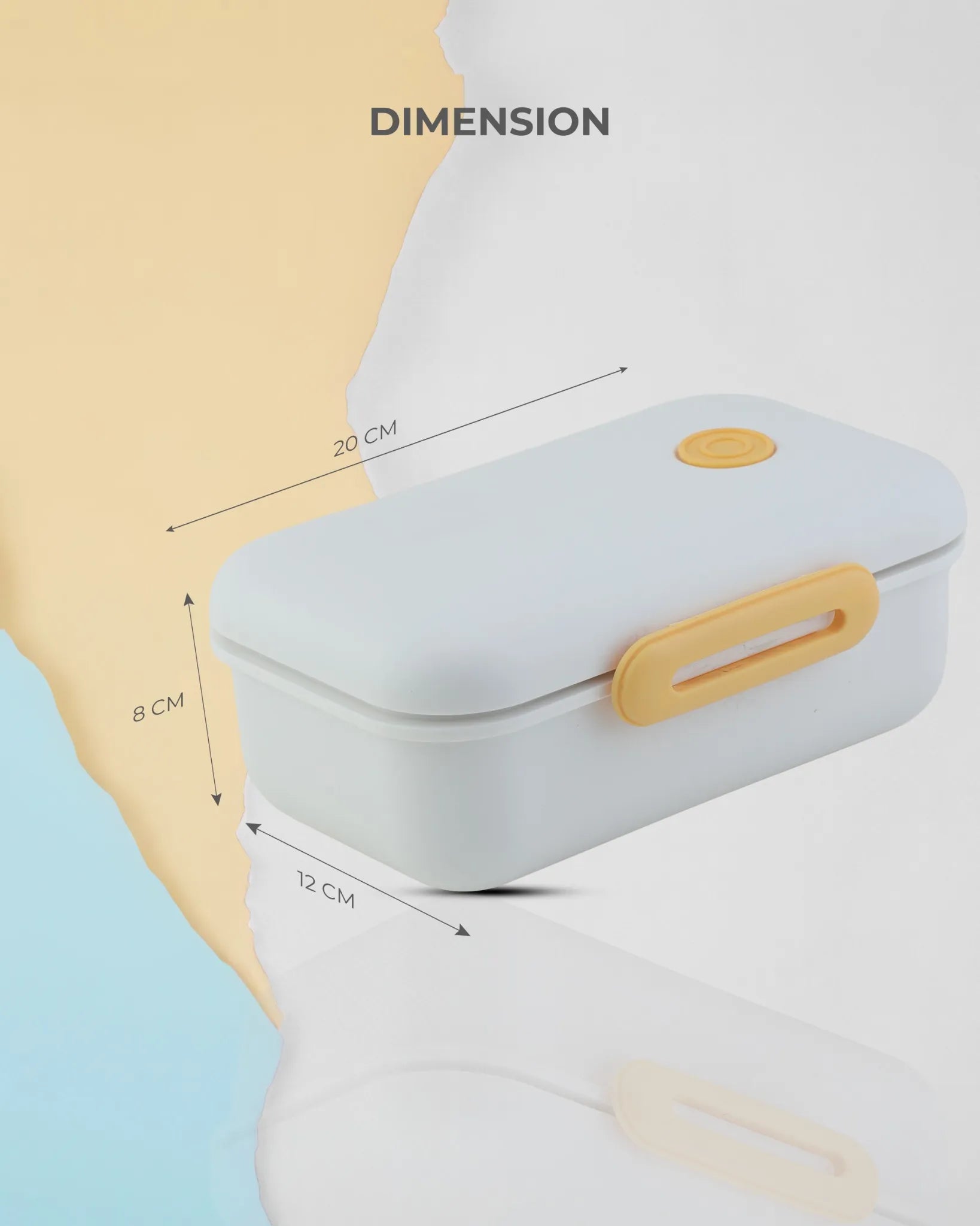 White Pastel Lunch Box with Spoon – Clip Lock & Steel Interior – TUFULA