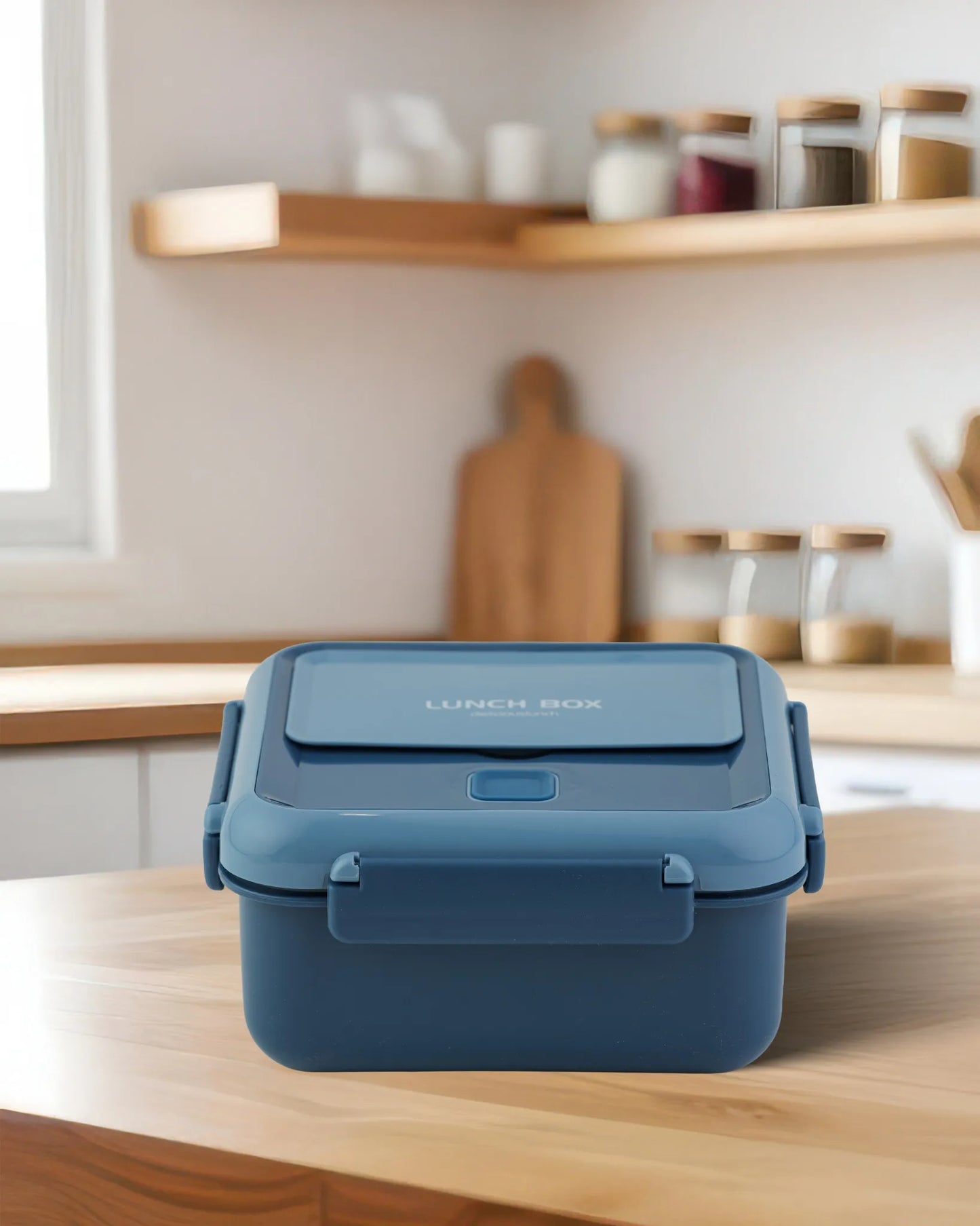 Blue Dual-Tone Lunch Box with Clip Lock and Spoon – BPA-Free | TUFULA