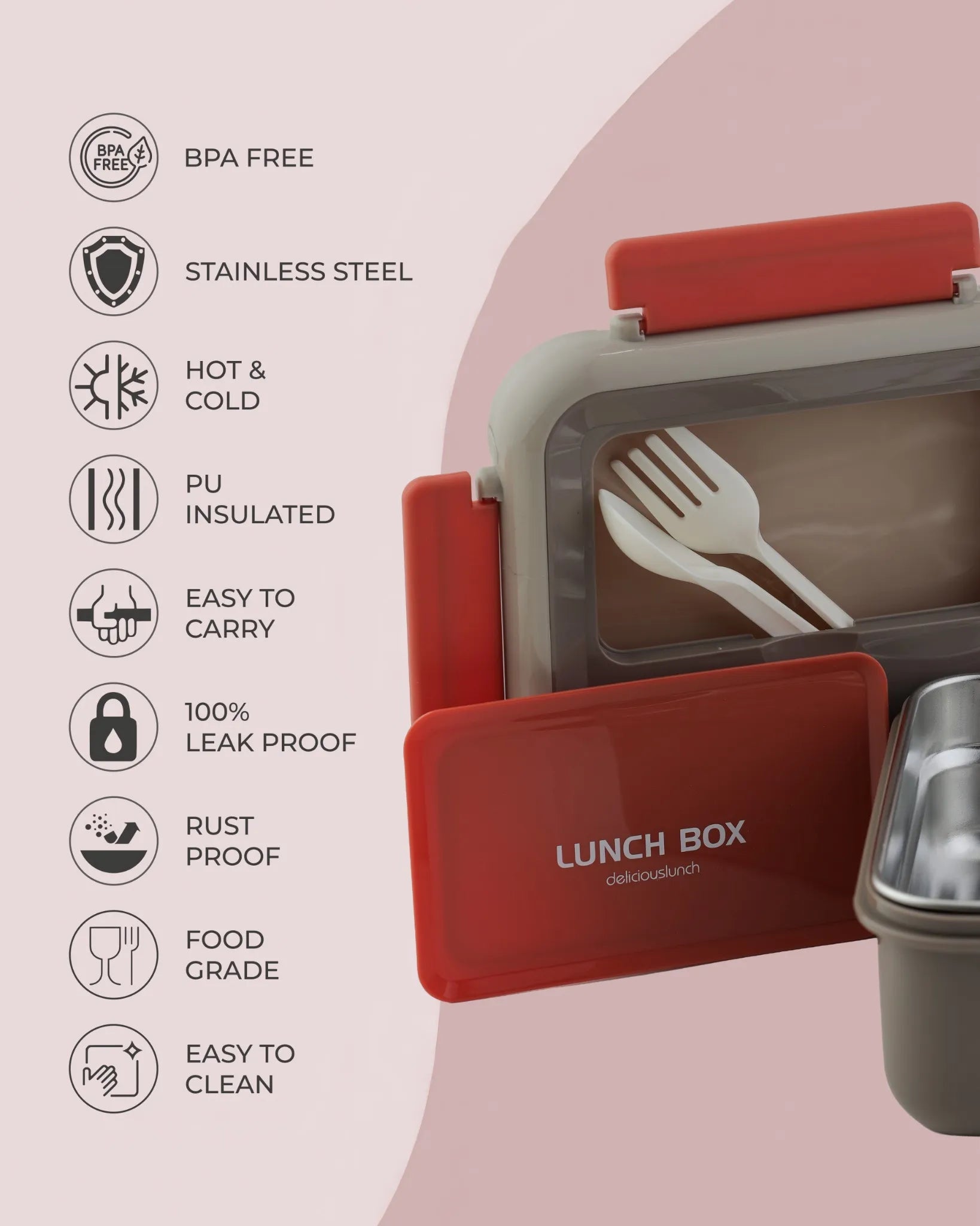 Blue Dual-Tone Lunch Box with Clip Lock and Spoon – BPA-Free | TUFULA