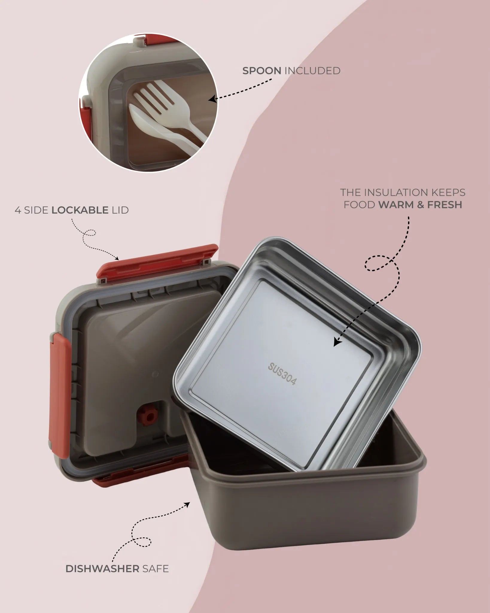Blue Dual-Tone Lunch Box with Clip Lock and Spoon – BPA-Free | TUFULA