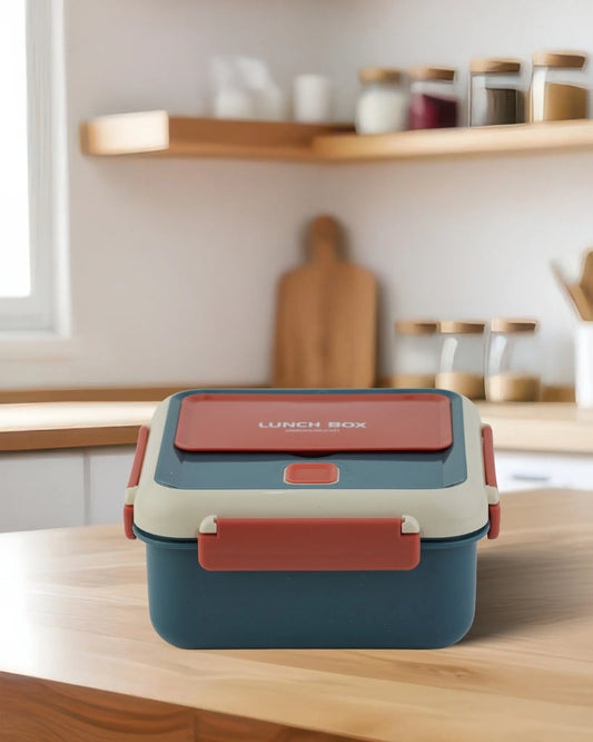 Red Dual-Tone Lunch Box with Clip Lock and Spoon – BPA-Free | TUFULA