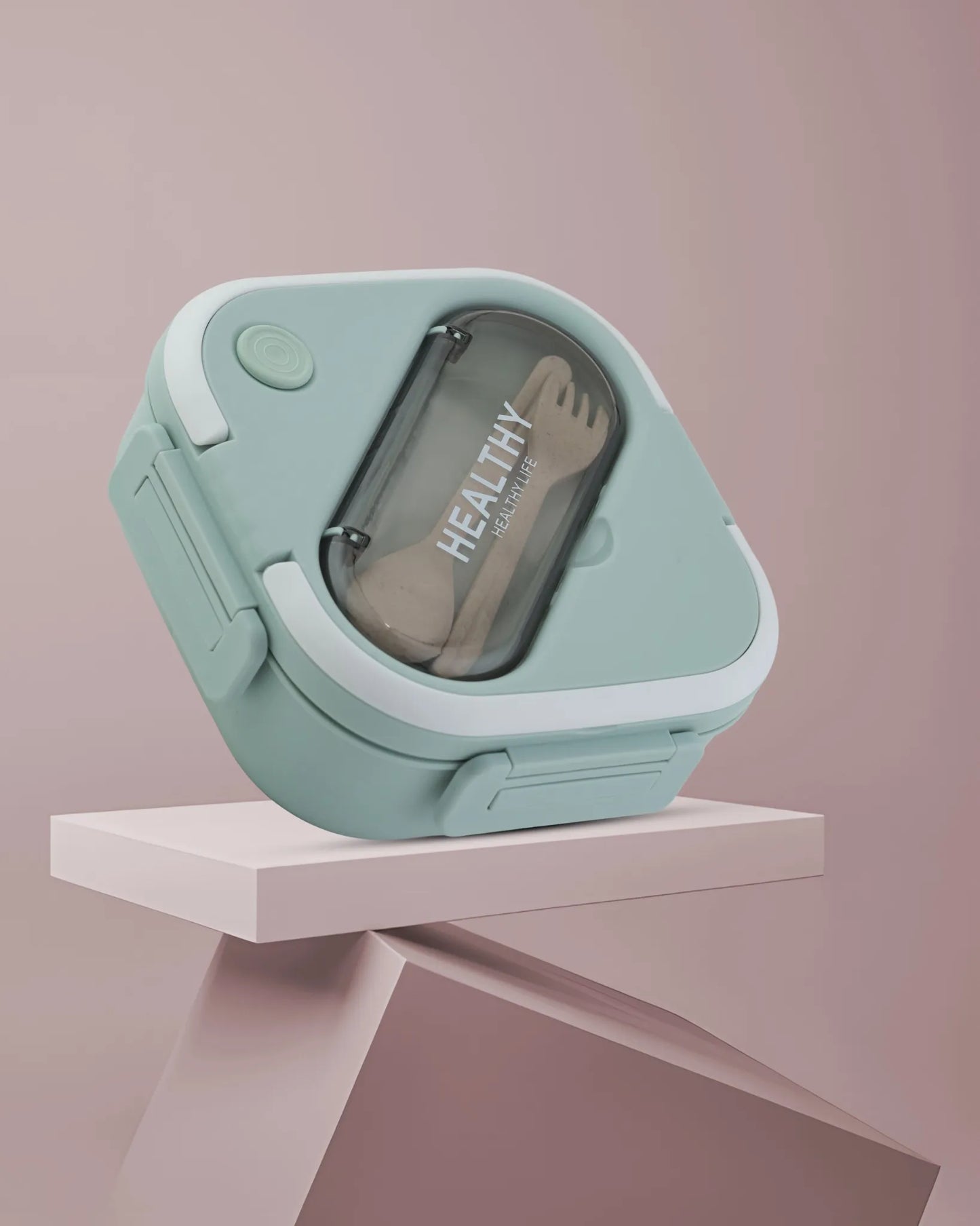 Green Compact Lunch Box with Spoon – Leak-Proof & BPA-Free – TUFULA