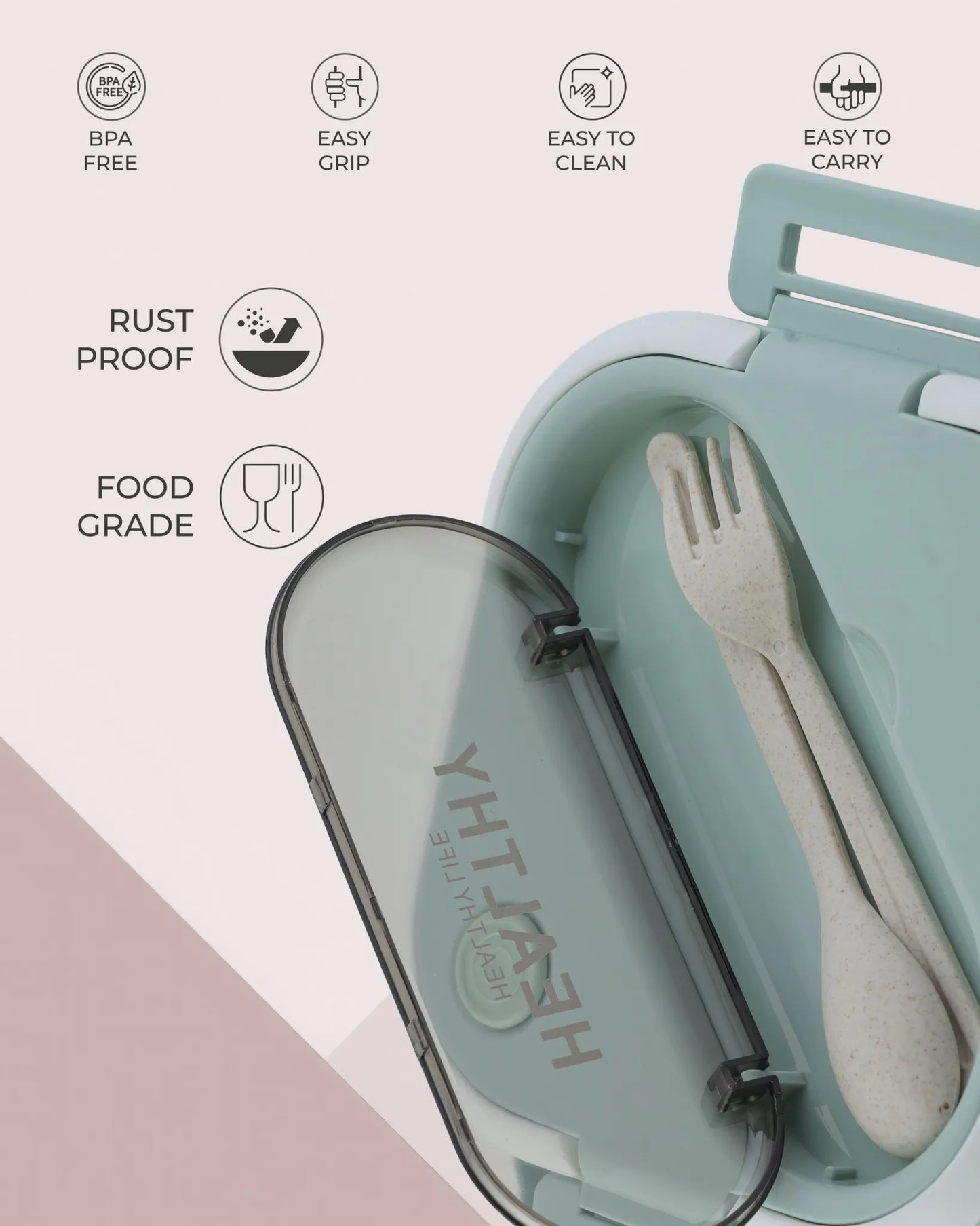 Green Compact Lunch Box with Spoon – Leak-Proof & BPA-Free – TUFULA