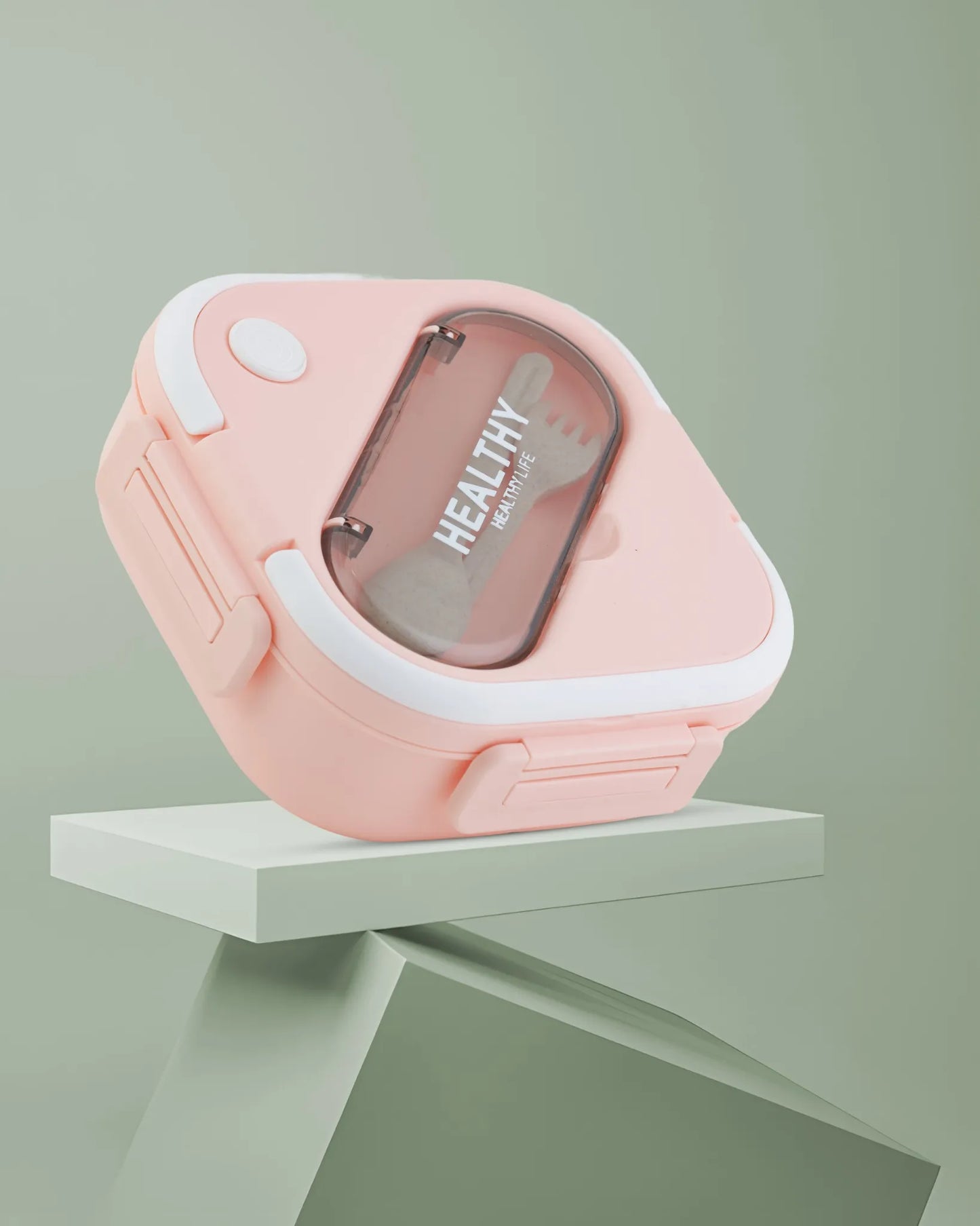 Pink Compact Lunch Box with Spoon – Leak-Proof & BPA-Free – TUFULA