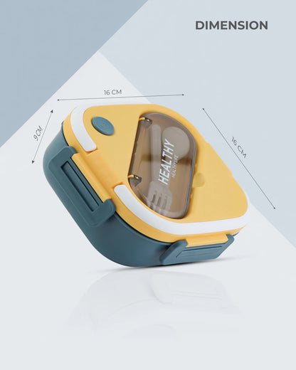 Yellow Compact Lunch Box with Spoon – Leak-Proof & BPA-Free – TUFULA