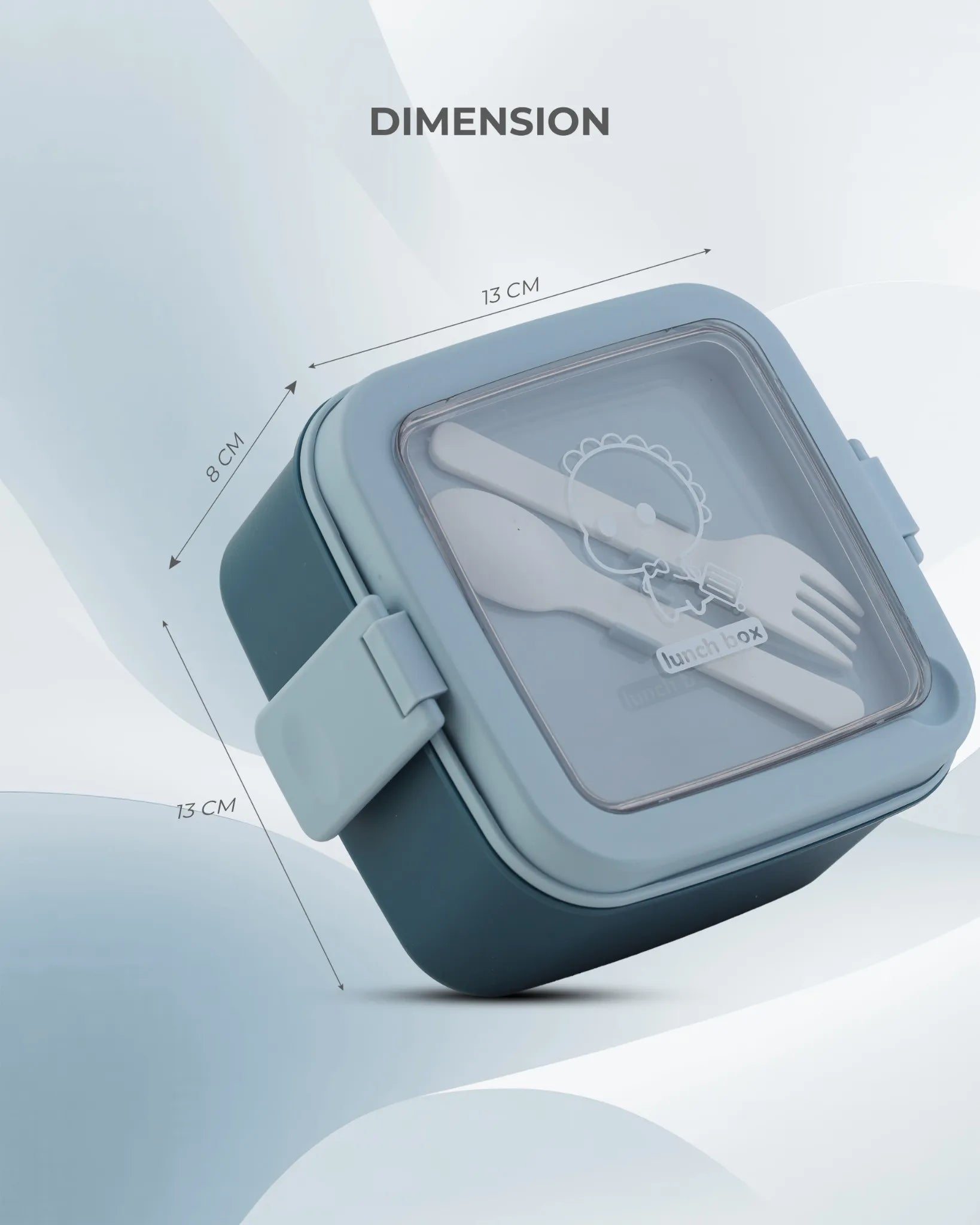 Blue Transparent Lunch Box with Spoon – Clip Lock BPA-Free – TUFULA