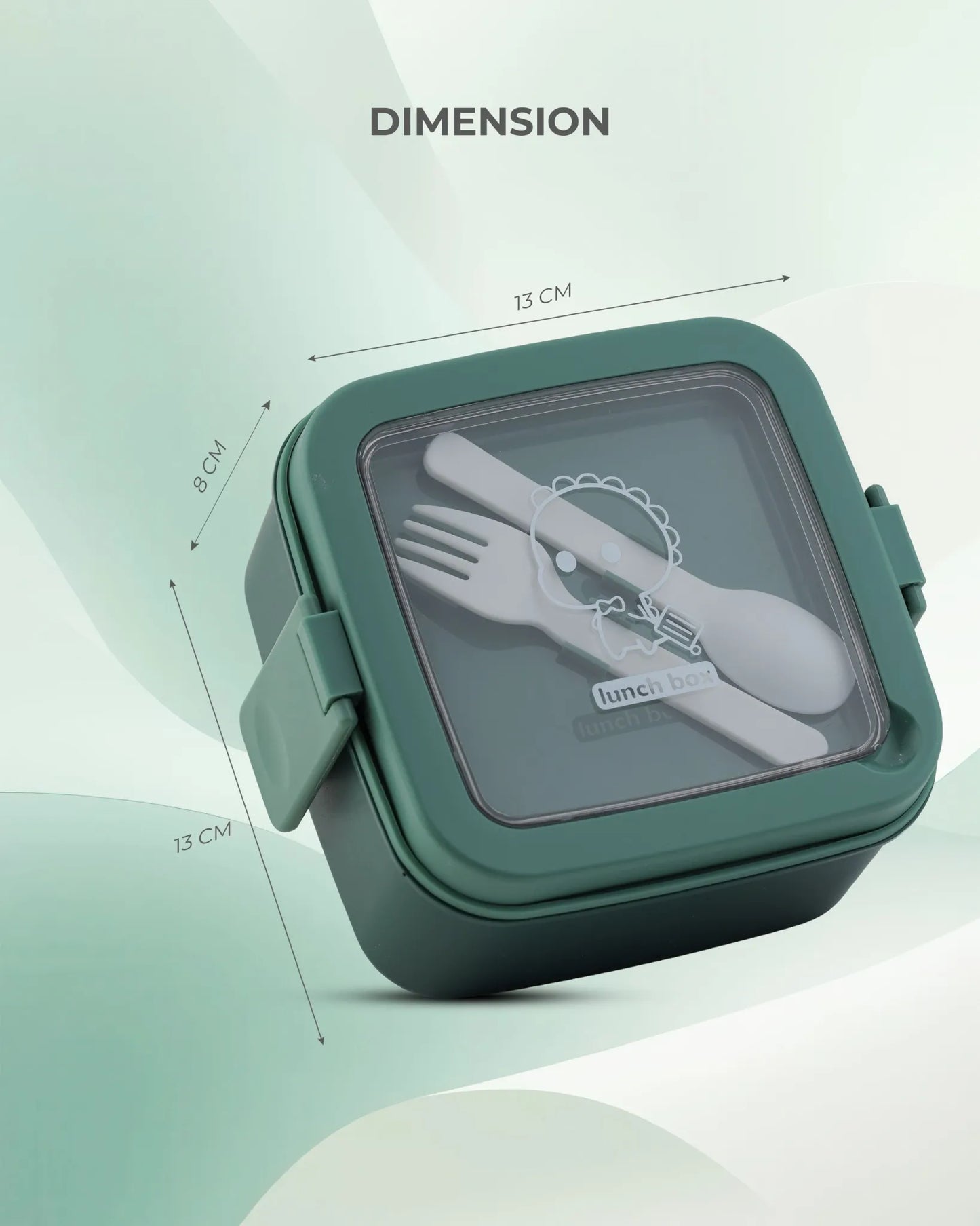 Green Transparent Lunch Box with Spoon – Clip Lock BPA-Free – TUFULA