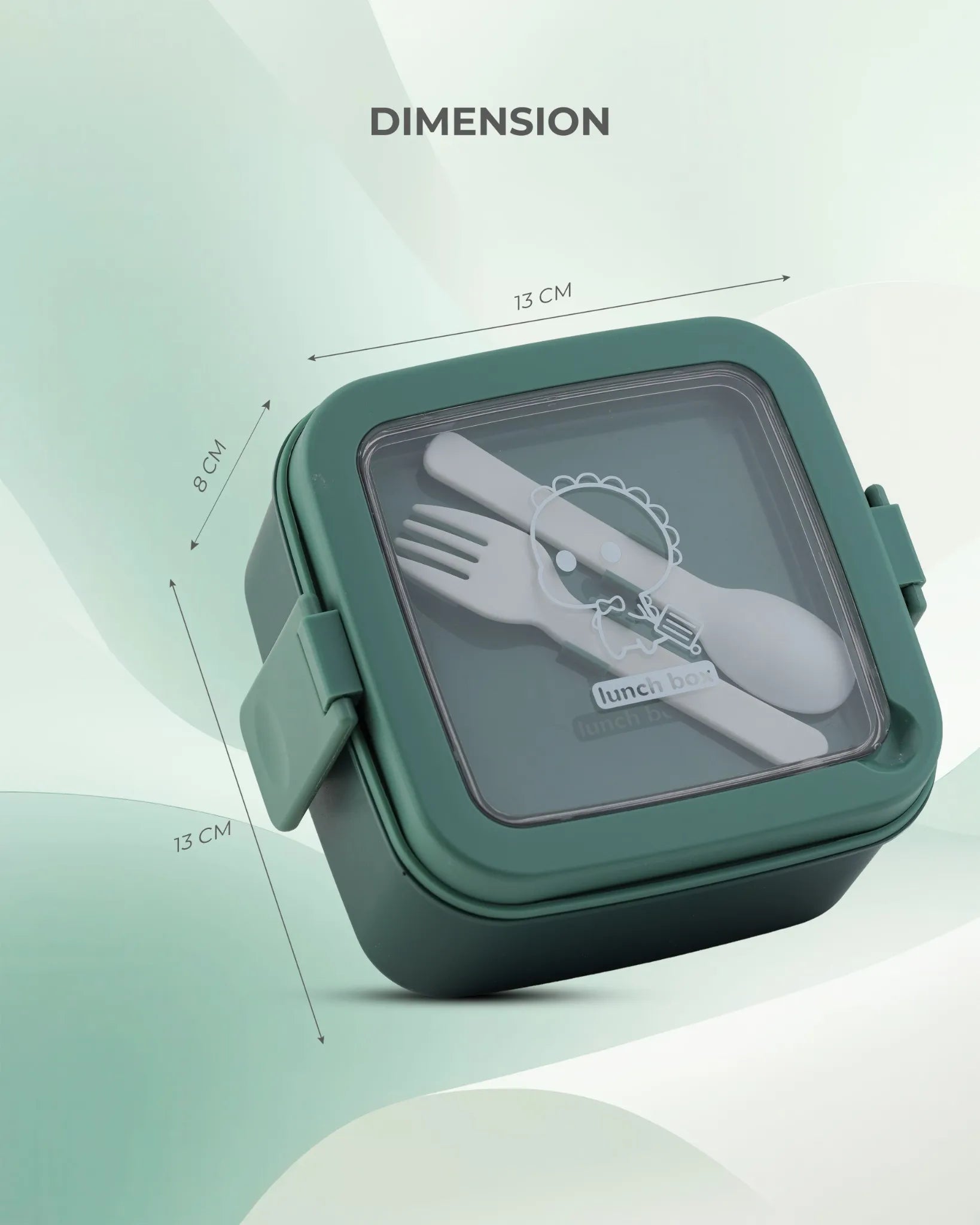 Green Transparent Lunch Box with Spoon – Clip Lock BPA-Free – TUFULA