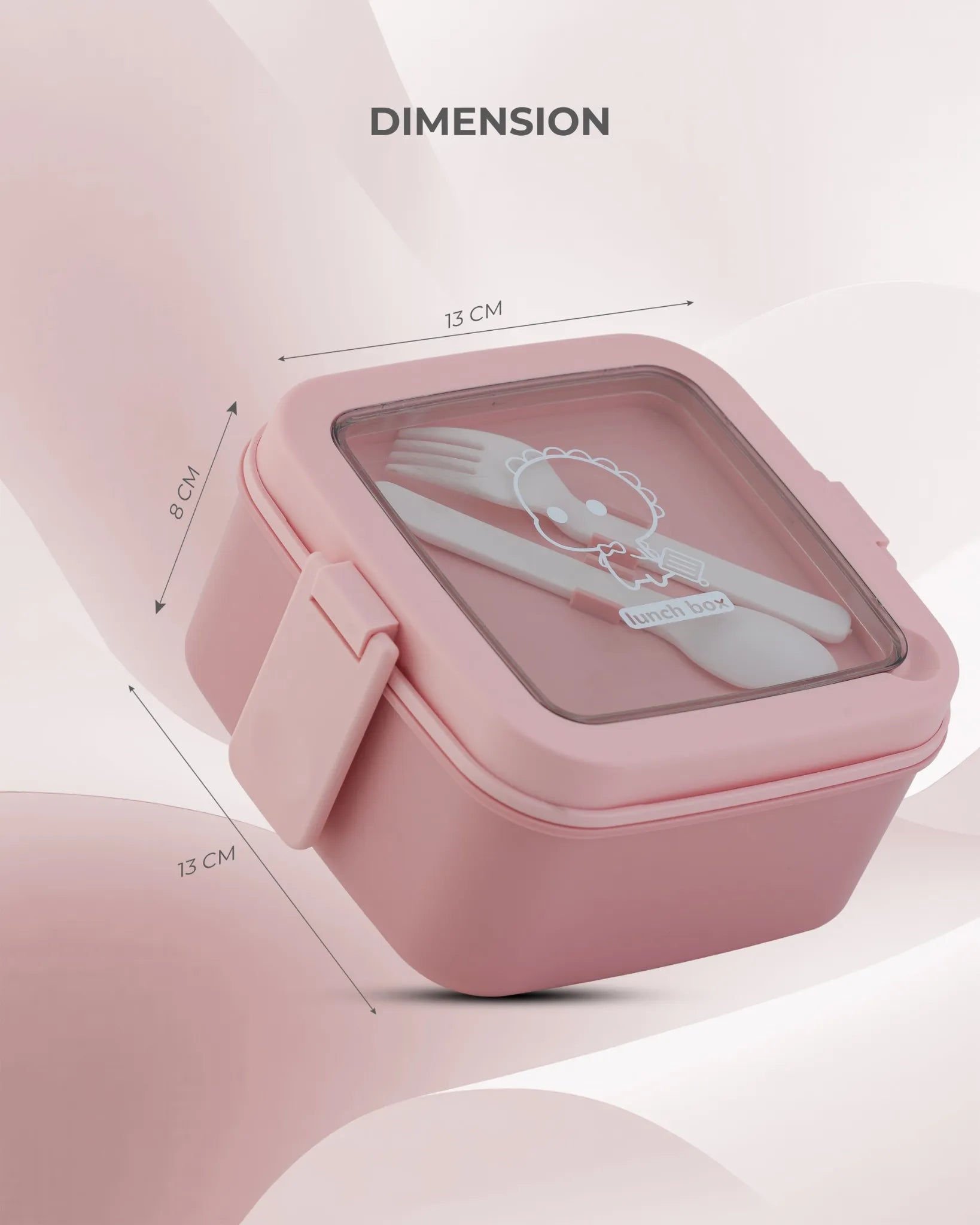Pink Transparent Lunch Box with Spoon – Clip Lock BPA-Free – TUFULA
