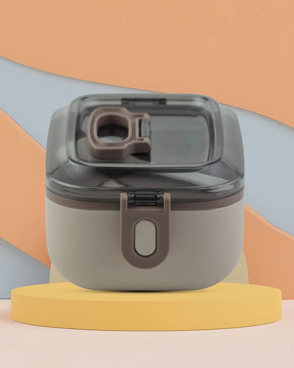 Brown Square Transparent Lunch Box with Spoon – BPA-Free – TUFULA