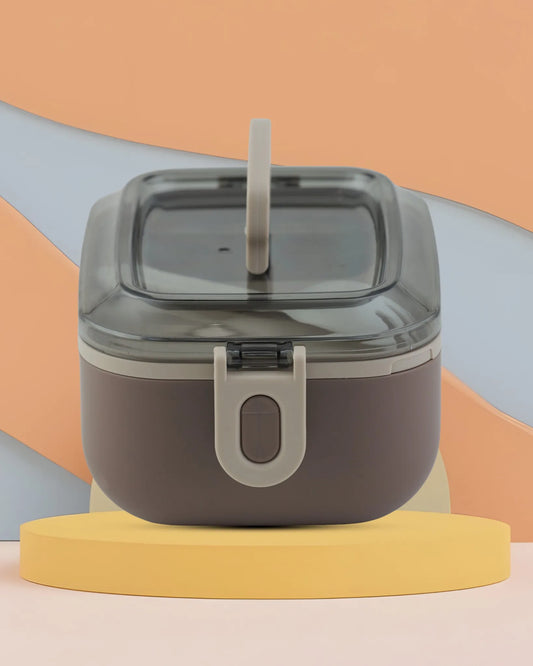 White Square Transparent Lunch Box with Spoon – BPA-Free – TUFULA