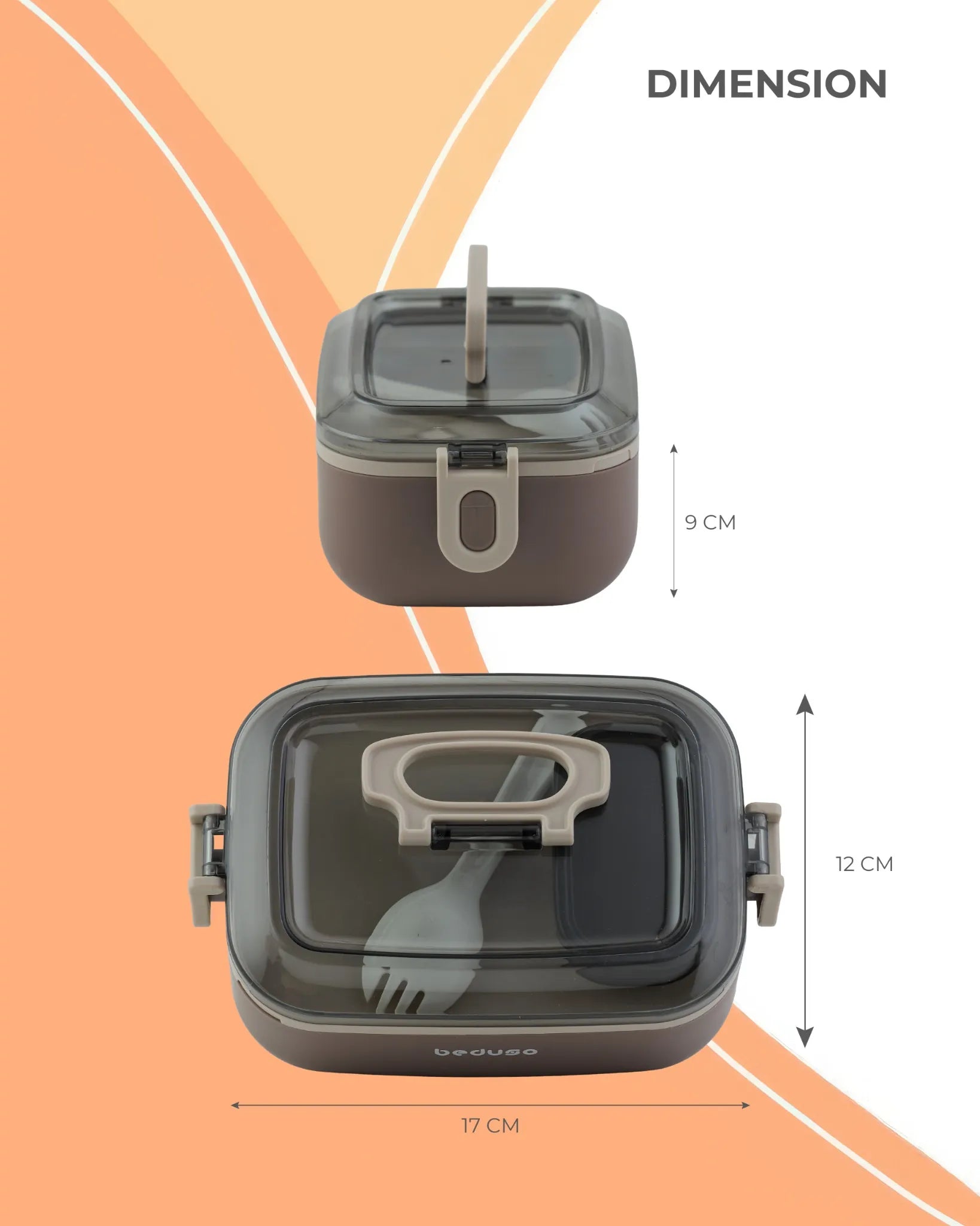 White Square Transparent Lunch Box with Spoon – BPA-Free – TUFULA