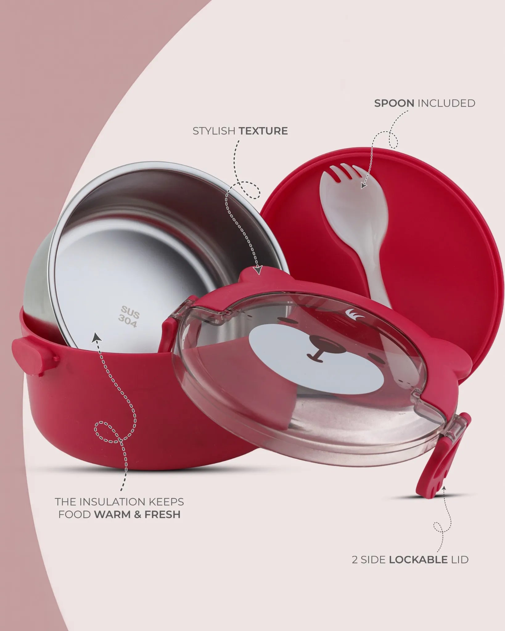 Red Everyday Round Lunch Box 260g – TUFULA