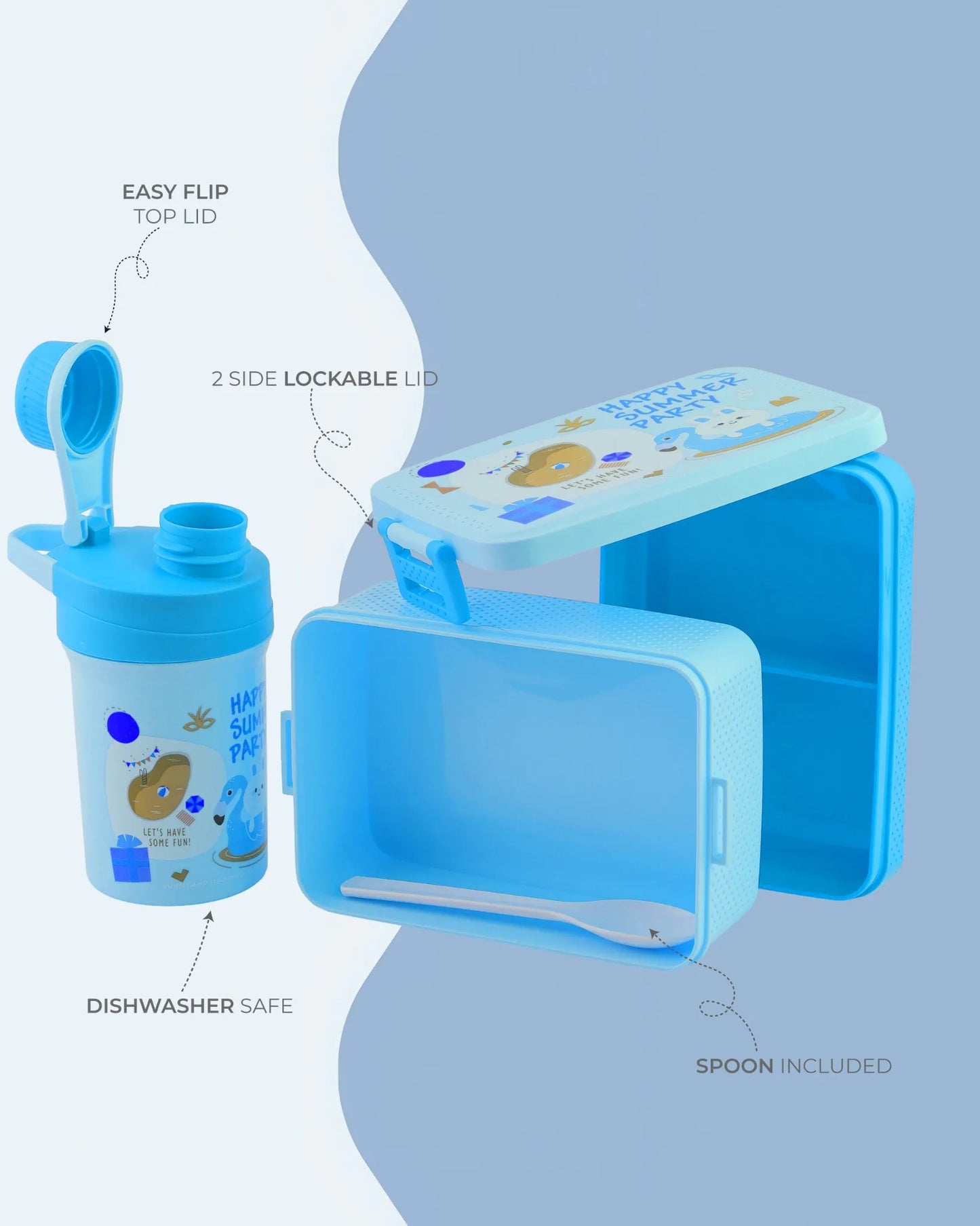 Blue Super Cool Lunch Box with Bottle Set – TUFULA