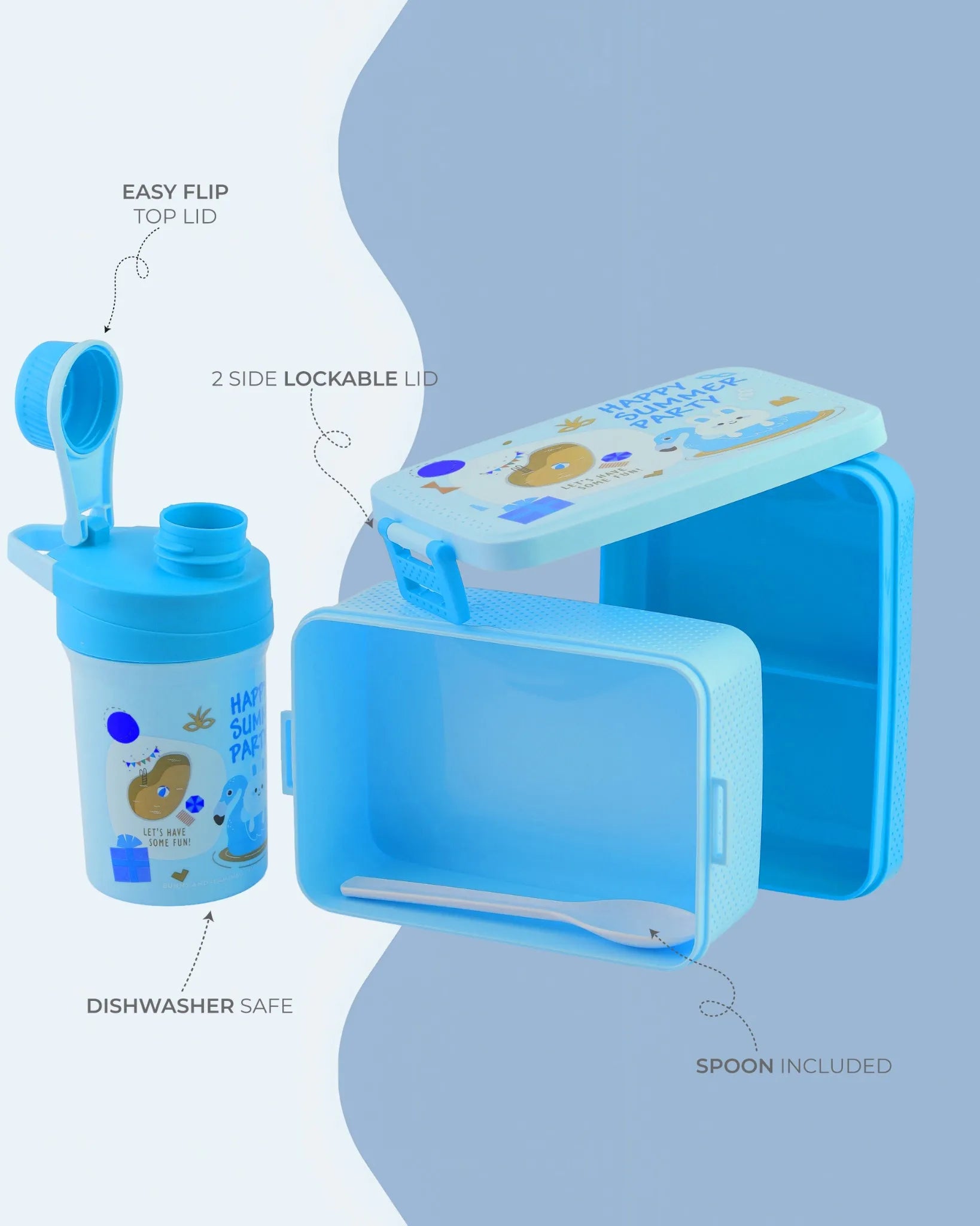 Blue Super Cool Lunch Box with Bottle Set – TUFULA