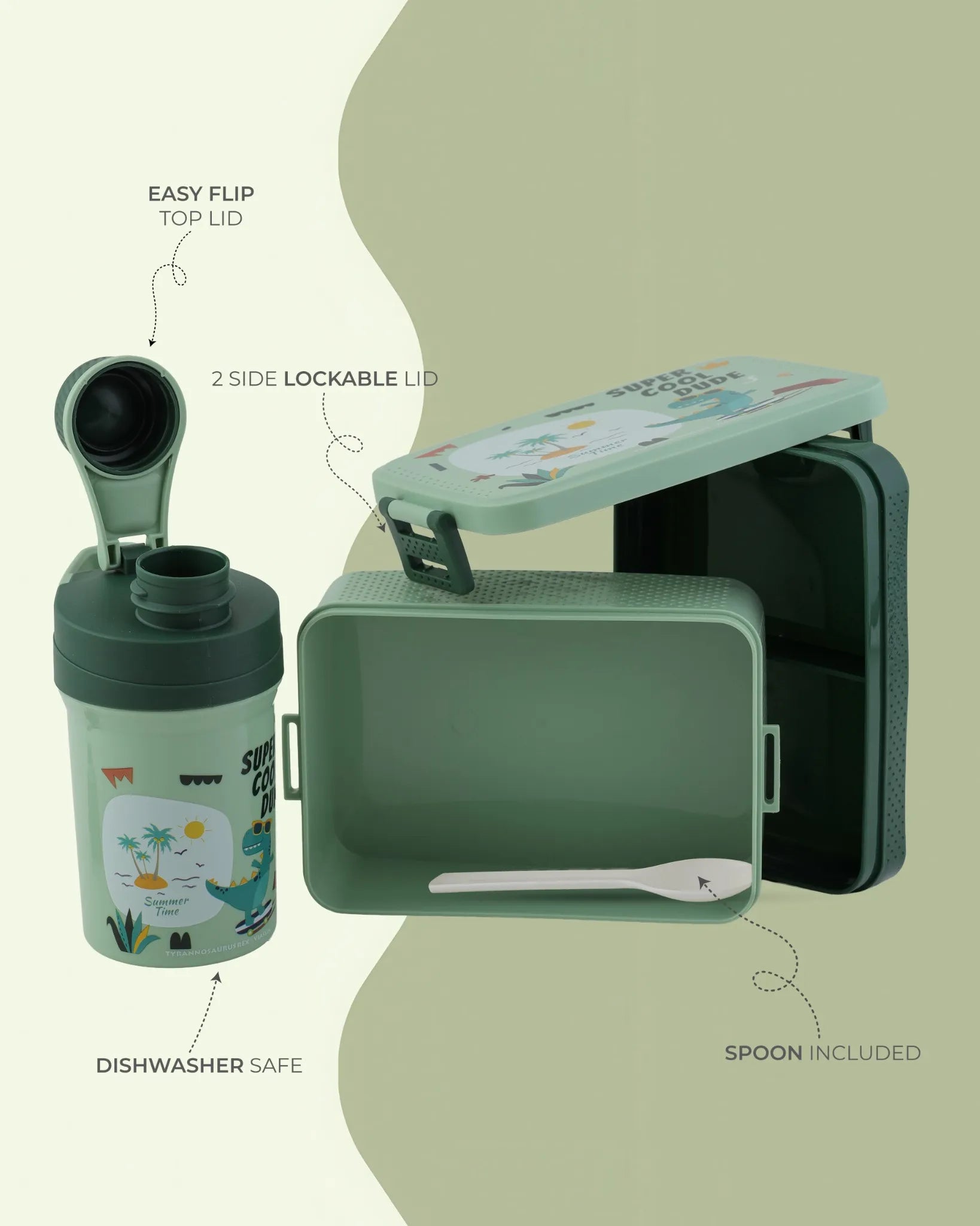 Green Super Cool Lunch Box with Bottle Set – TUFULA