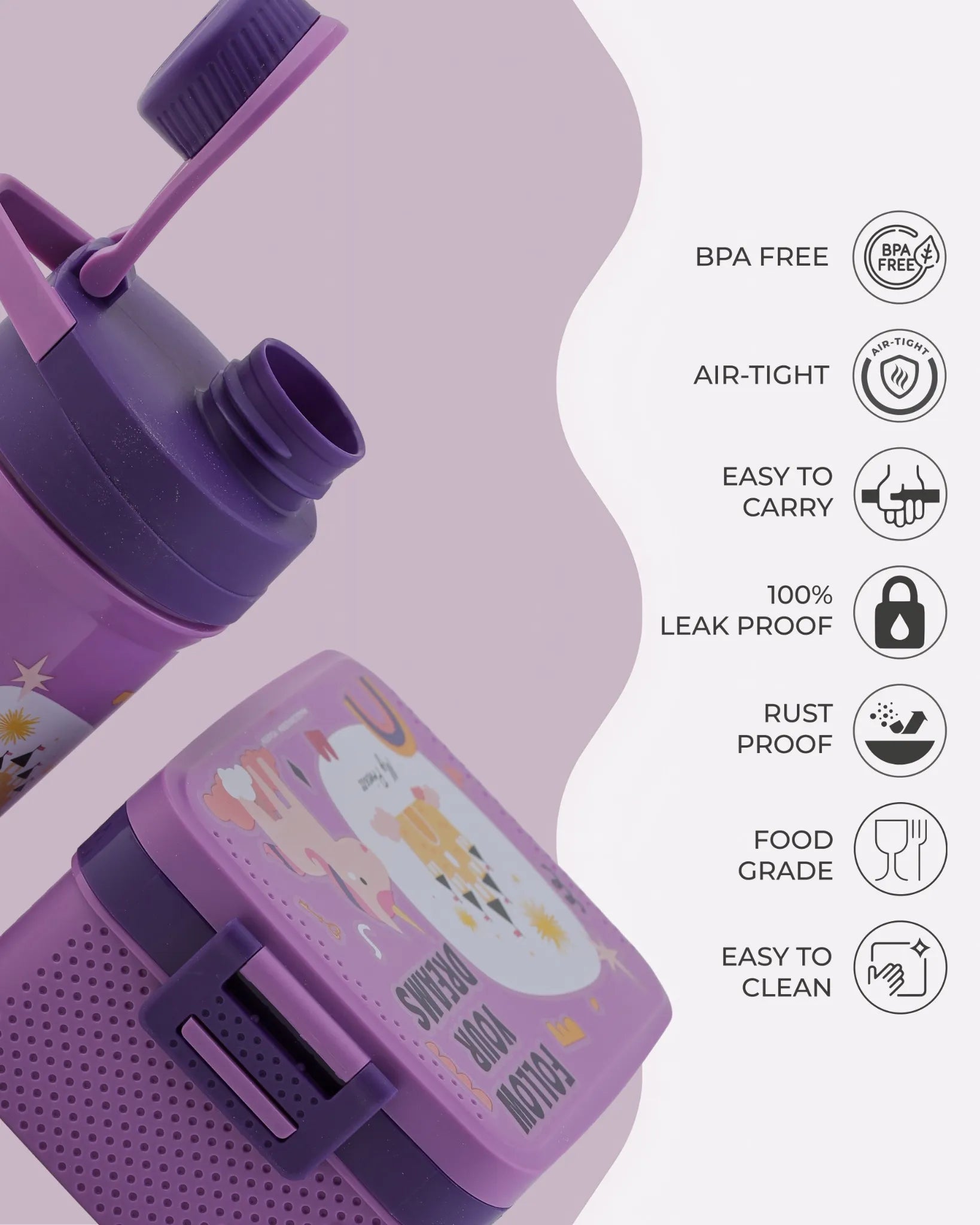 Purple Super Cool Lunch Box with Bottle Set – TUFULA