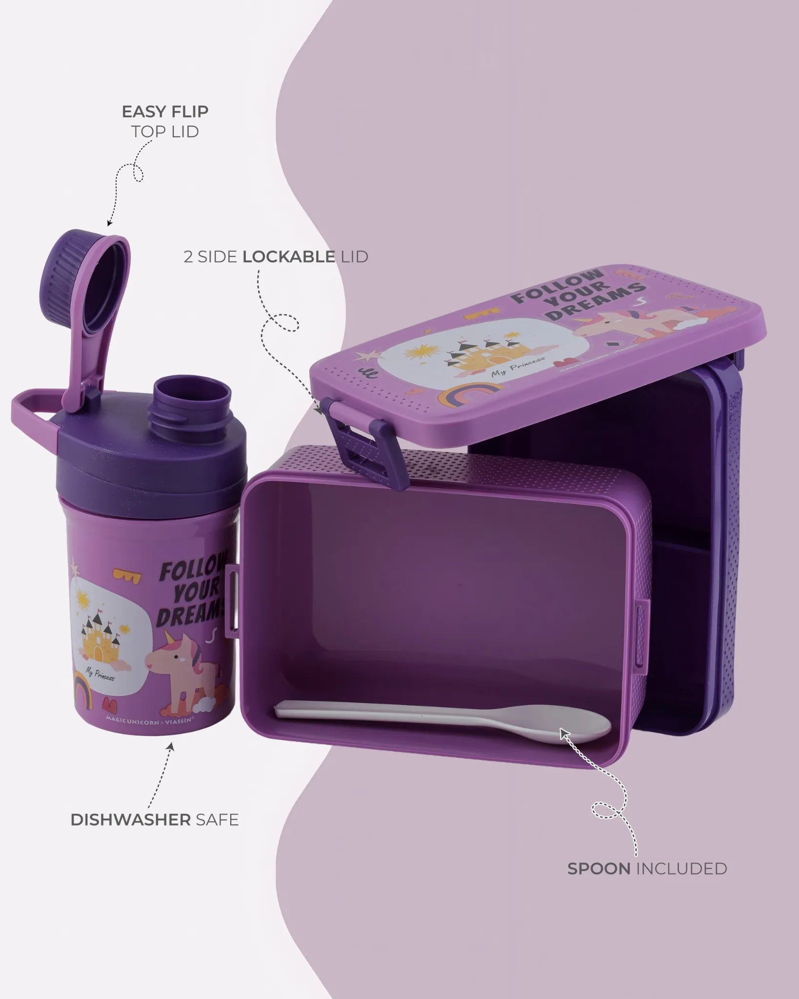 Purple Super Cool Lunch Box with Bottle Set – TUFULA