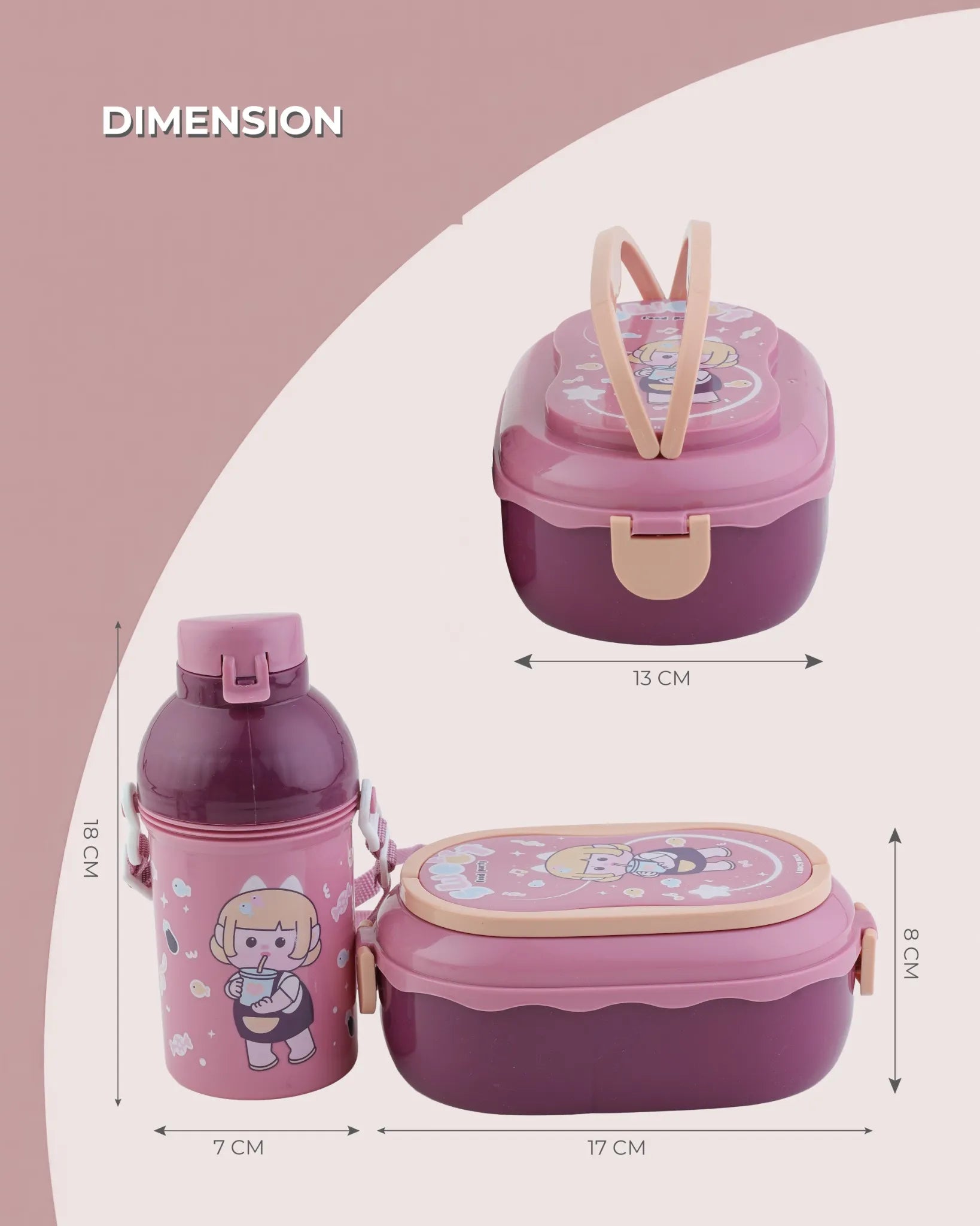 Pink Bell Dyno Lunch Box with Spoon & Bottle – TUFULA