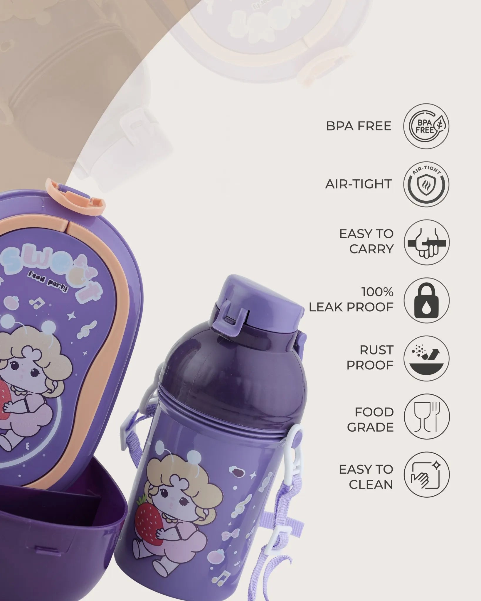 Purple Bell Dyno Lunch Box with Spoon & Bottle – TUFULA