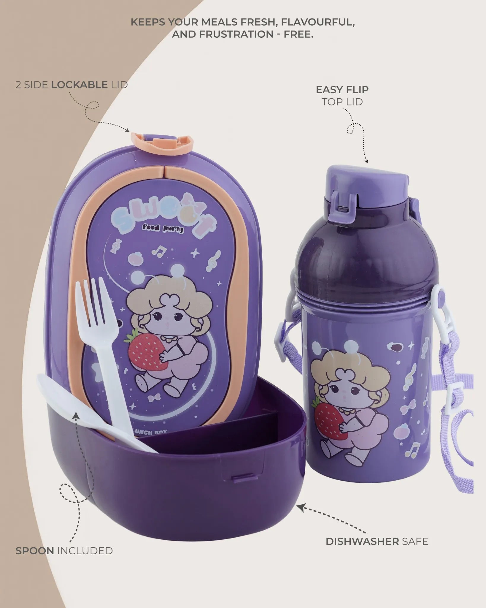 Purple Bell Dyno Lunch Box with Spoon & Bottle – TUFULA