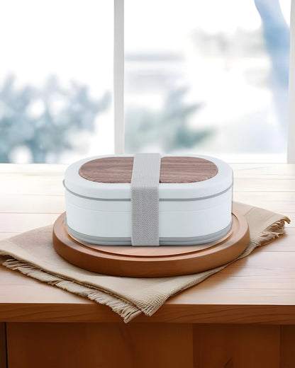 White Round Twist-Lock Lunch Box with Spoon – TUFULA
