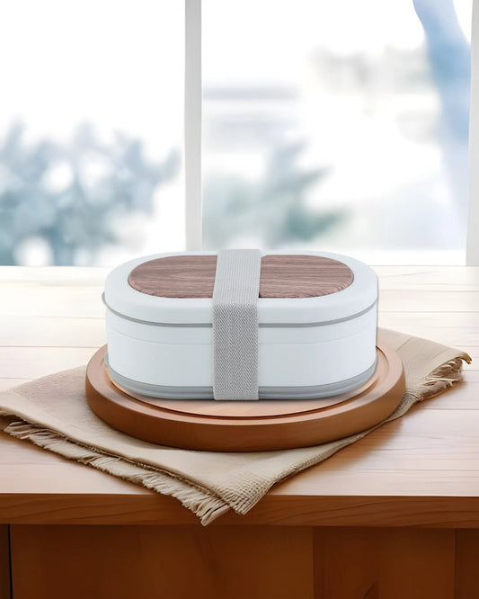 White Round Twist-Lock Lunch Box with Spoon – TUFULA