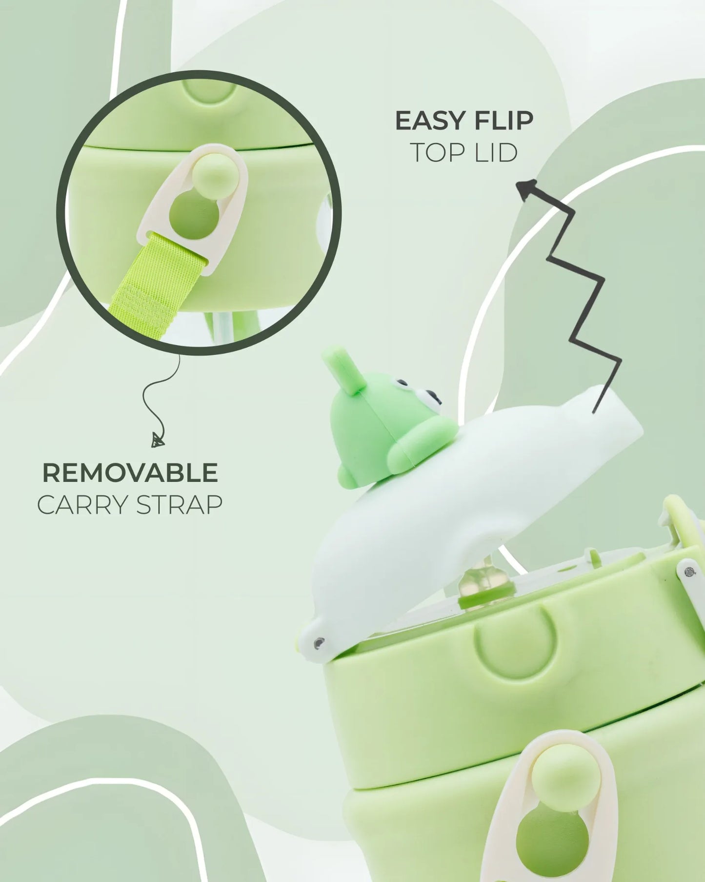 Toddler Sipper Bottle Green – 500ml – Bear Straw Lid – TUFULA