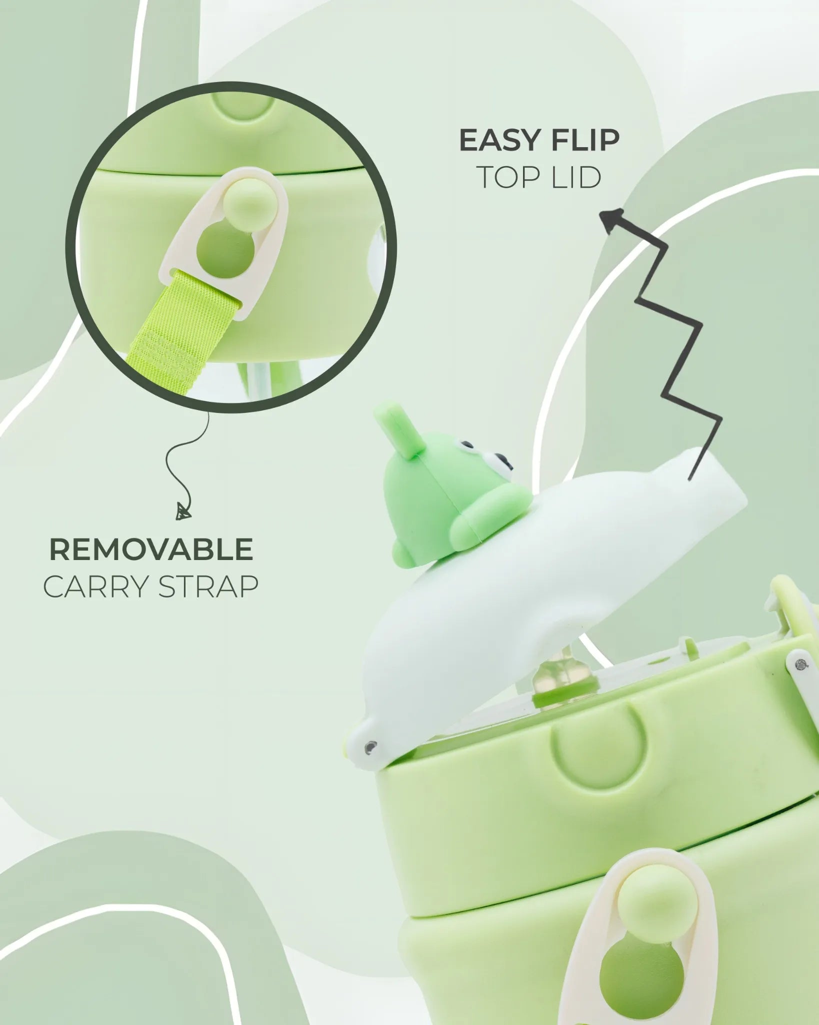 Toddler Sipper Bottle Green – 500ml – Bear Straw Lid – TUFULA