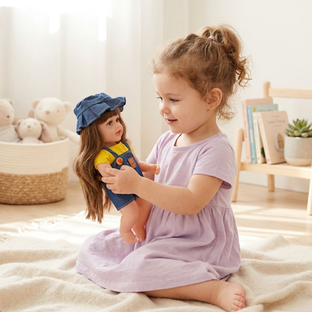 Cute doll with blue dress