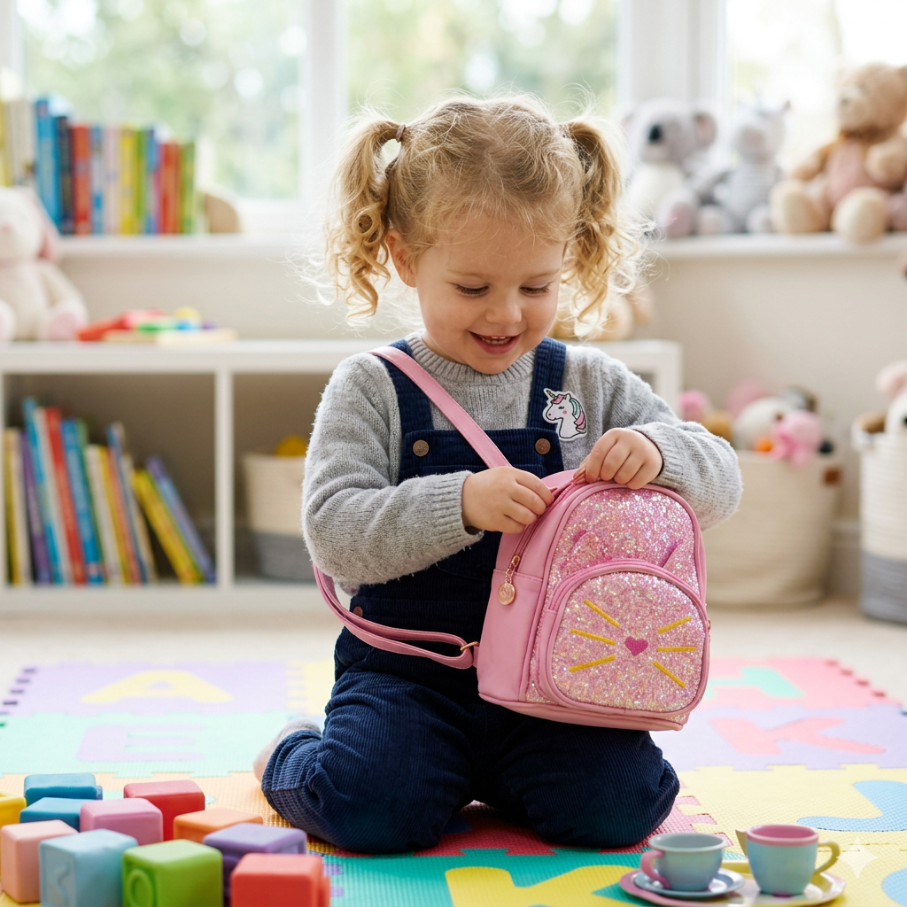 Pink Fancy Bag With Sparkle Designs For Girls